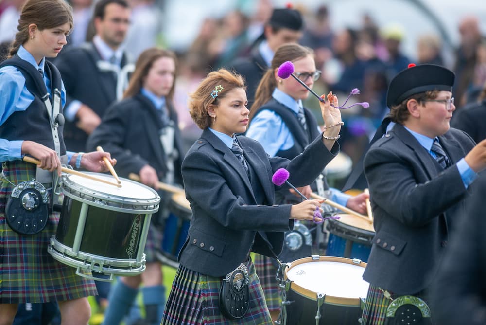Gordonstoun pipers mark 70th celebrations with special Highland Games performance